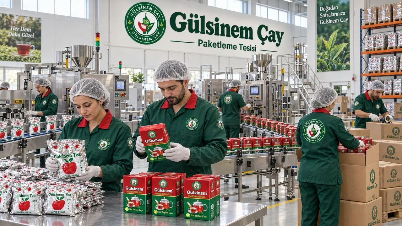Gülsinem Çay tesisinde çalışan paketleme ekibi